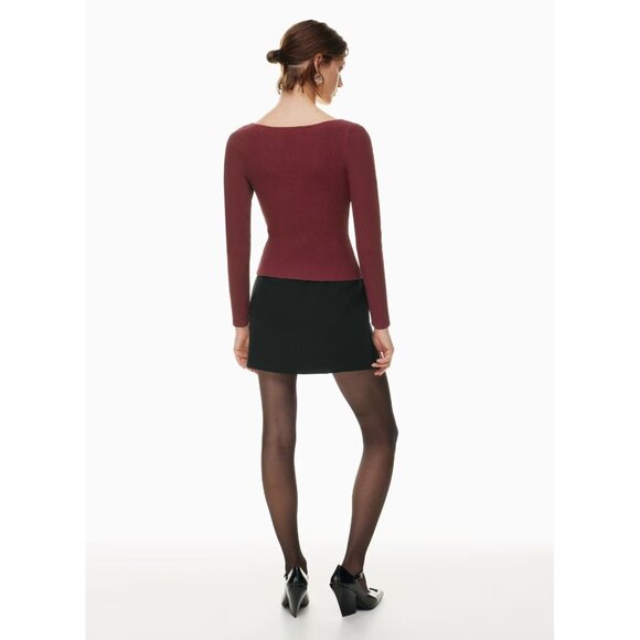 NWOT Aritzia BABATON Sculpt Knit Burgundy Sweetheart Long Sleeve Top, Size S - Picture 14 of 16